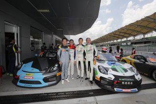 EKS Motorsports & Craft-Bamboo Racing - #10 & #77 Porsche Cayman GT4 Clubsport MR - Eric Lo & Byron Tong and Jean-Marc Merlin & Frank Yu - Sepang 2017 | Blancpain GT Series Asia