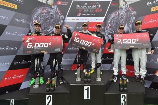 Race 1 GT3 Overall podium #999 Patric Niederhauser Nico Bastian GruppeM Racing Team Mercedes-AMG GT3 #19 Martin Kodric Dennis Lind FFF Racing Team by ACM Lamborghini Huracan GT3 #888 Brice Bosi Raffaele Marciello GruppeM Racing Team Mercedes-AMG GT3 Sepan | Blancpain GT Series Asia
