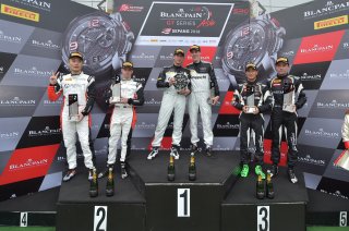 Race 1 GT3 Pro/Am podium #999 Patric Niederhauser Nico Bastian GruppeM Racing Team Mercedes-AMG GT3 #37 Anthony Liu Josh Burdon Absolute Racing Audi R8 LMS GT3 #63 Hiroshi Hamaguchi Marco Mapelli FFF Racing Team by ACM Lamborghini Huracan GT3 Sepang 2018 | Blancpain GT Series Asia