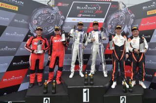  Race 1 GT3 Am Podium #45 Naoto Takeda Takuya Shirasaka KCMG Audi R8 LMS GT3 #51 Andrew Macpherson William Porter AMAC Motorsport Lamborghini Huracan GT3 #98 Philip Ma Jacky Yeung Arrows Racing Honda NSX GT3 Sepang 2018 | Blancpain GT Series Asia