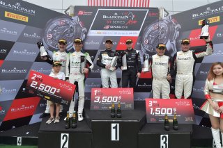 Race 1 GT4 Podium #666 Russell Ward Reinhold Renger GruppeM Racing Team Mercedes-AMG GT4 #77 Jean Marc Merlin Frank Yu Craft-Bamboo Racing Porsche Cayman GT4 Clubsport MR #72 Ringo Chong Gilles Vannelet Team iRace.Win Mercedes-AMG GT4 Sepang 2018 | Blancpain GT Series Asia