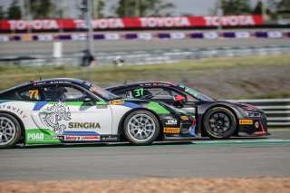 #77	Craft-Bamboo Racing	Frank Yu	Jean Marc Merlin	Porsche Cayman GT4 Clubsport MR, #37	Absolute Racing	Anthony Liu	Josh Burdon	Audi R8 LMS GT3	Buriram 2018 | Blancpain GT Series Asia