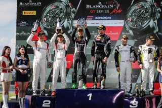 GT3 Pro/Am Podium, #63	FFF Racing Team by ACM	Hiroshi Hamaguchi	Marco Mapelli,  #18	KCMG	Yuke Taniguchi	Tsugio Matsuda, #7	Absolute Racing	Andrew Kim	Adderly Fong Buriram 2018 | Blancpain GT Series Asia