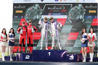 GT3 Am Cup Podium, #45	KCMG	Naoto Takeda	Takuya Shirasaka, #51	AMAC Motorsport	Andrew Macpherson	William Ben Porter, Buriram 2018 | Blancpain GT Series Asia