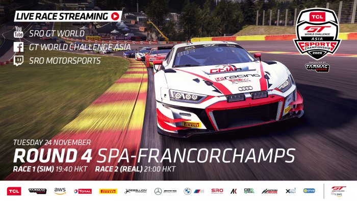 Titles on the line as TCL GT World Challenge Asia Esports Presented by Tarmac Works prepares for penultimate round at Spa
