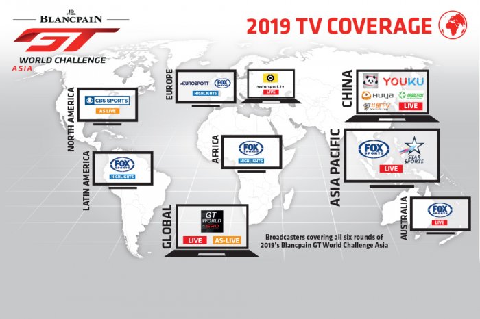 Blancpain GT World Challenge Asia adds Chinese streaming platforms to expanded live TV package in 2019